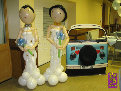 Happy Couple with 'bay window' VW Camper, created by Huff, Puff and Away!