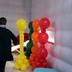 Gok Wan, How to Look Good Naked, C4 - Huff, Puff and Away! built these brightly-coloured balloon 'structures' to demonstrate the four basic body shapes.