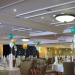Birmingham Rose of Tralee event - Gold topiary Balls and 3-balloon Clusters