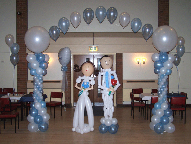 These photographs show wedding balloon decorations including our'Happy 