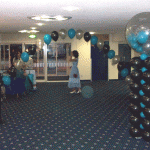 Box Column with personalised, Exploding topper and a matching Single-Line Arch