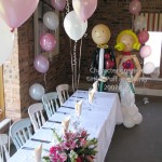 Becketts Farm - Bride and Groom Character Greeters, plus an Arch and 3-balloon Clusters in white, pearl pink and rose pink inside a 'Just Married Around' clear balloon. Balloon decor by Huff, Puff and Away! Becketts Farm - Bride and Groom Character Greeters, plus an Arch and 3-balloon Clusters in white, pearl pink and rose pink inside a 'Just Married Around' clear balloon. Balloon decor by Huff, Puff and Away!