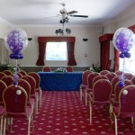 A pair of 'Flowers Around' Bubbles each stuffed with a quartz purple balloon A pair of 'Flowers Around' Bubbles each stuffed with a quartz purple balloon