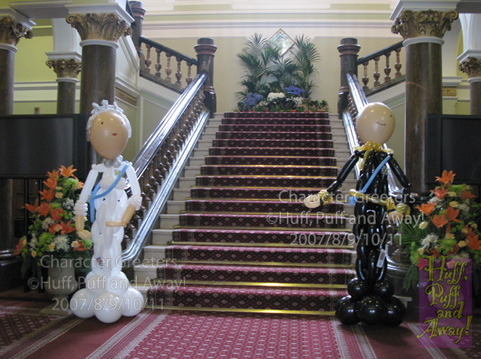 The Queen and Prince Philip Character Greeters greet guests at the Birmingham Council House Jubilee Celebrations. Huff, Puff and Away! the best balloon people